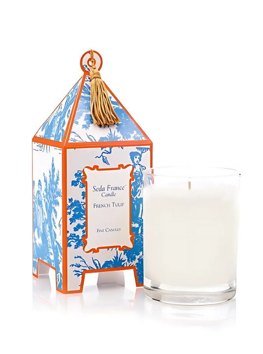 French Tulip Classic Toile Pagoda Box Candle - Tres Chic Boutique