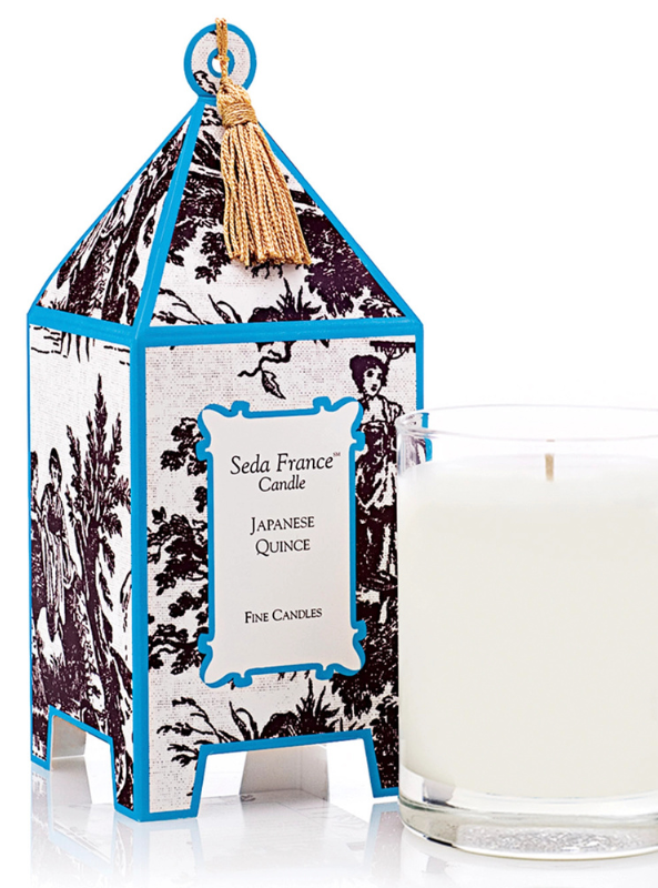 Japanese Quince Toile Pagoda Candle - Tres Chic Boutique