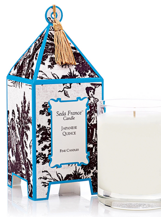 Japanese Quince Toile Pagoda Candle - Tres Chic Boutique