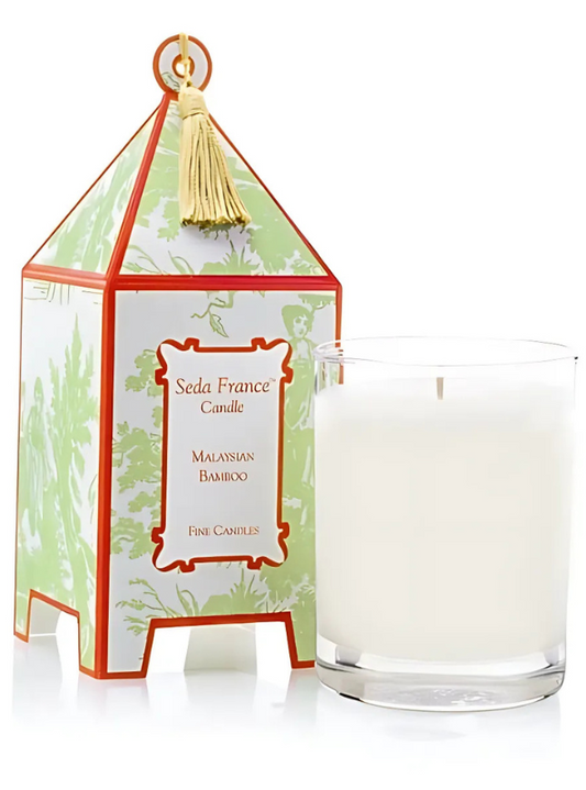 Malaysian Bamboo Classic Toile Pagoda Box Candle - Tres Chic Boutique