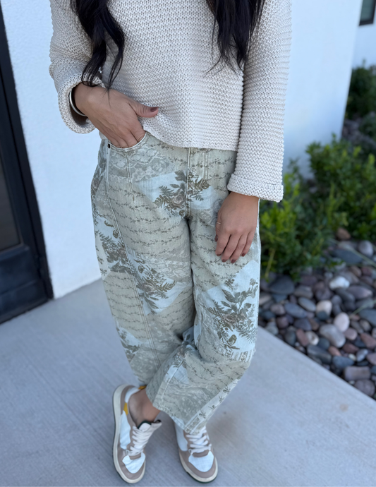 Multi Printed Barrel Pants