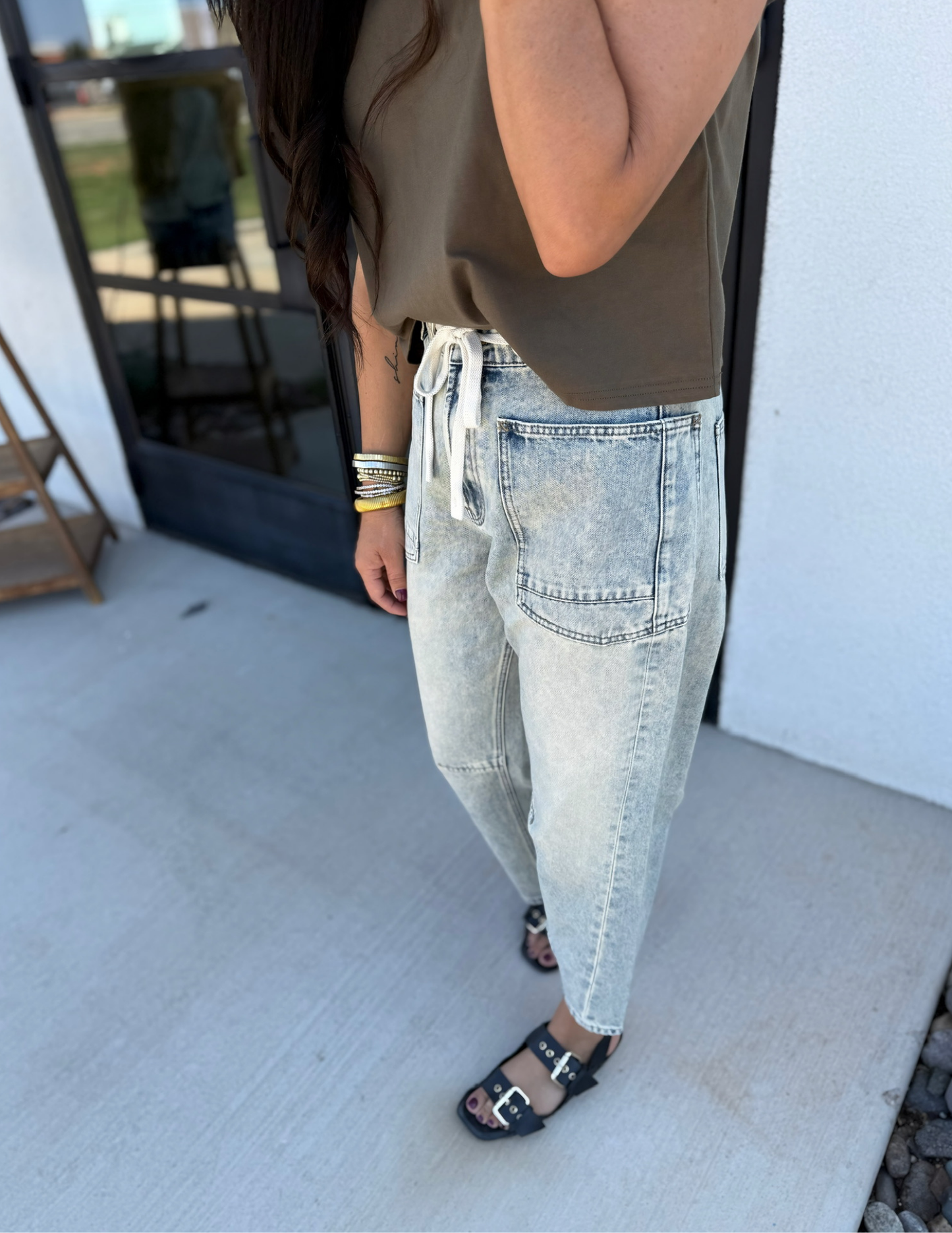 Washed Denim With Tie