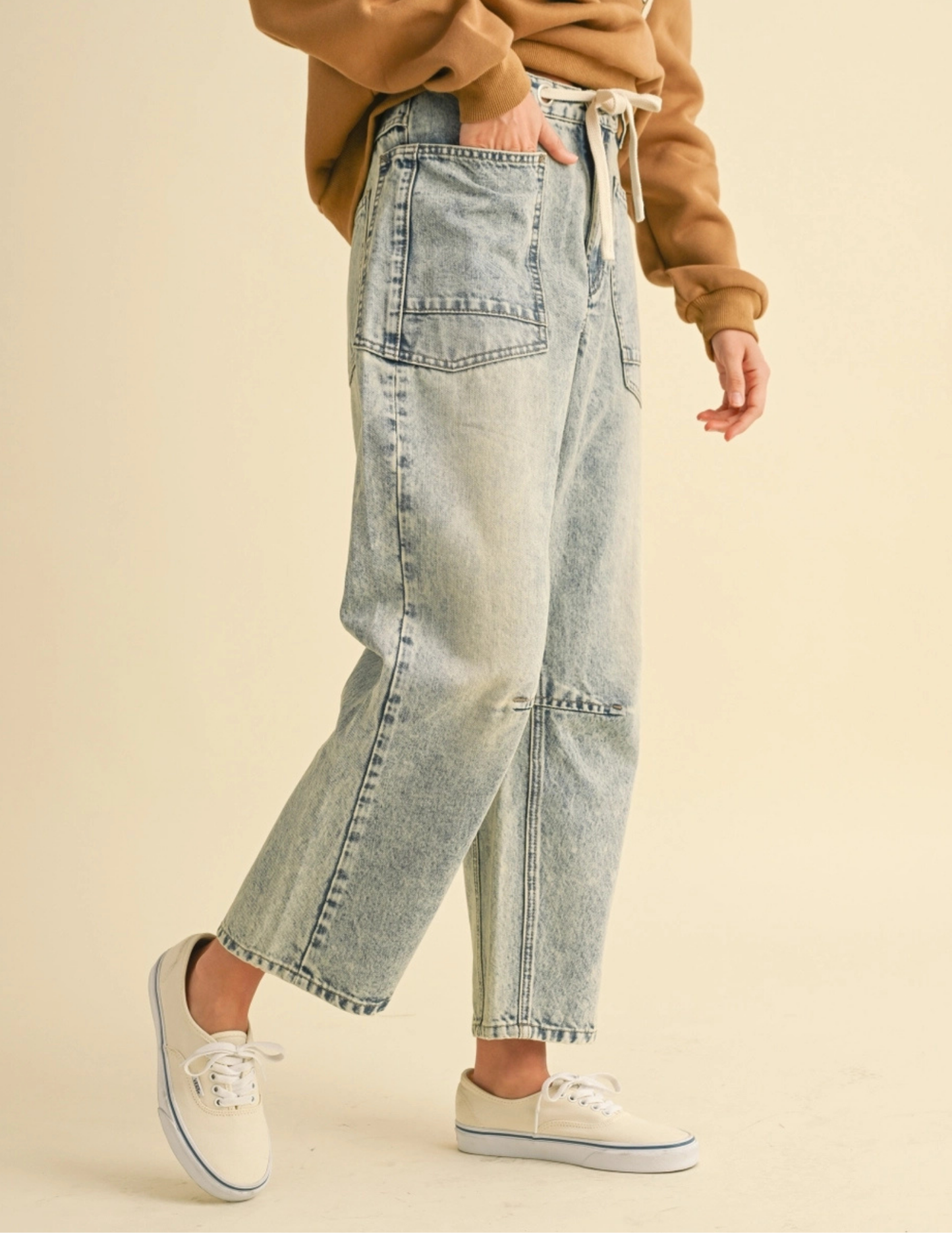 Washed Denim With Tie