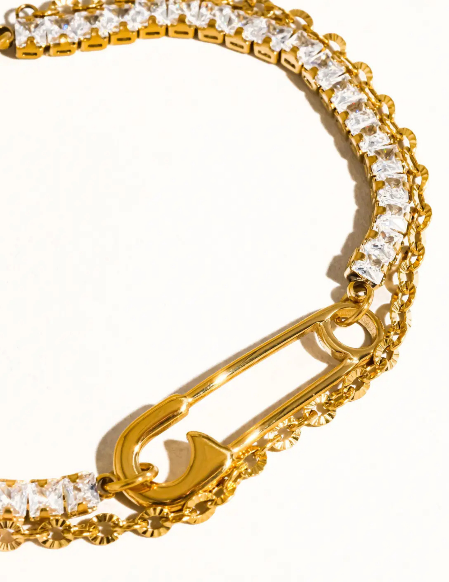 Acier 18K Gold Non-Tarnish Glam Rhinestone Clip Bracelet - Tres Chic Boutique
