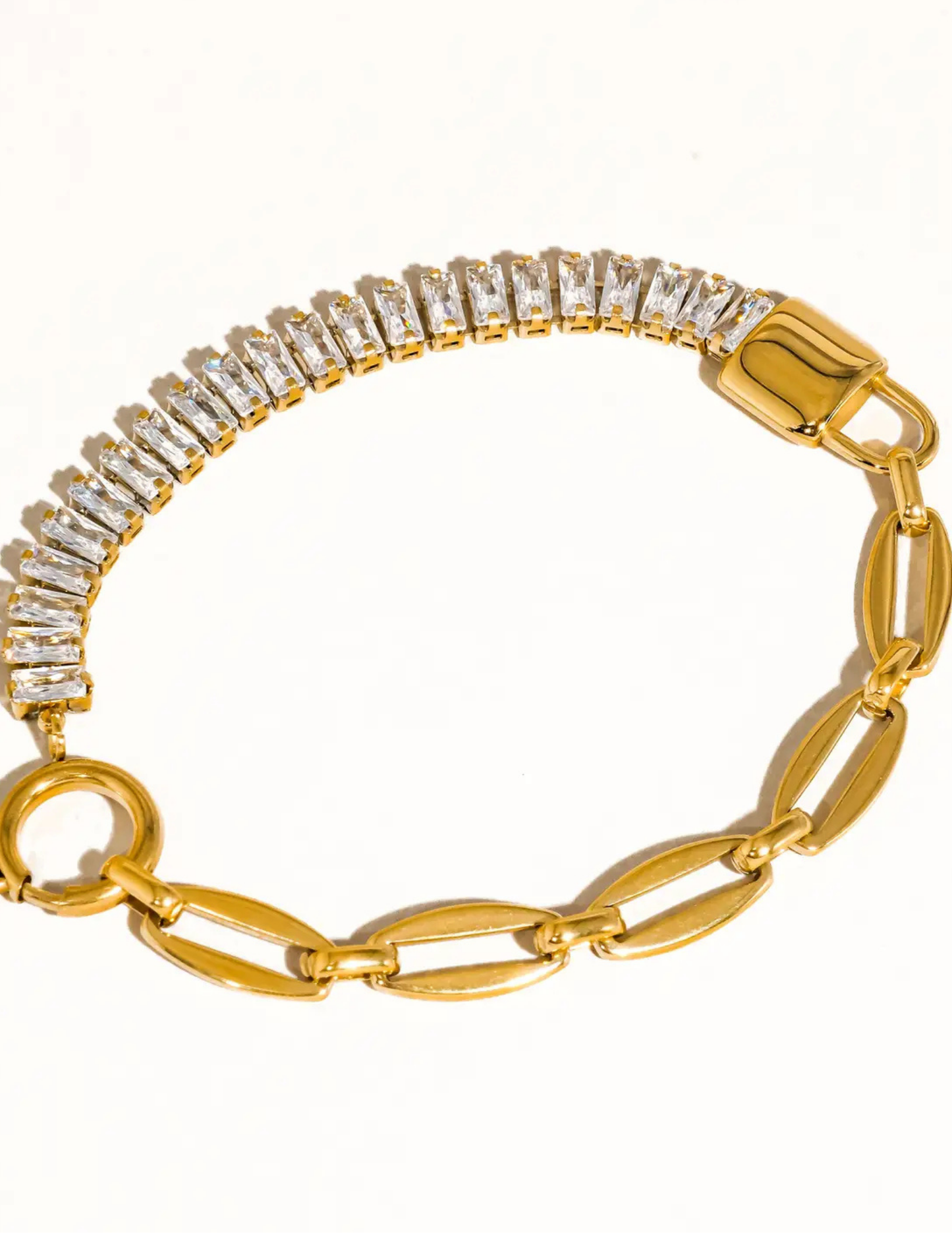 Benson 18K Gold Non-Tarnish Rhinestone Chain Bracelet - Tres Chic Boutique