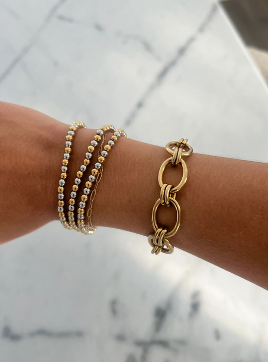 Two Toned Beaded Bracelet - Tres Chic Boutique
