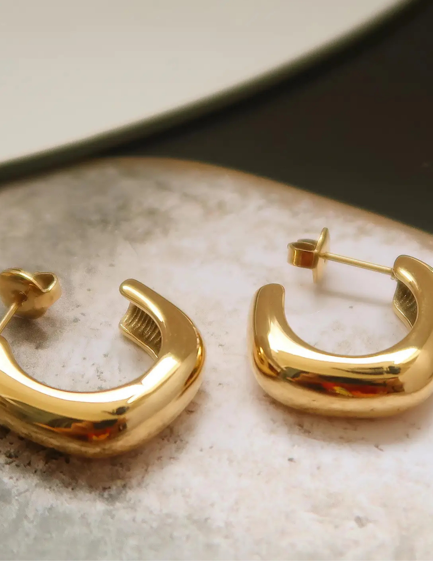 Demi 18K Gold Non-Tarnish Classic C Hoop Earring - Tres Chic Boutique