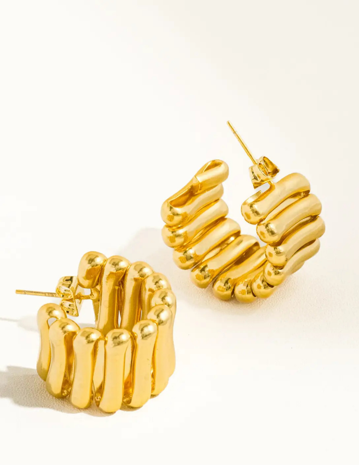 Nyla 18K Vintage Gold-Plated Modern Hoop Earring - Tres Chic Boutique
