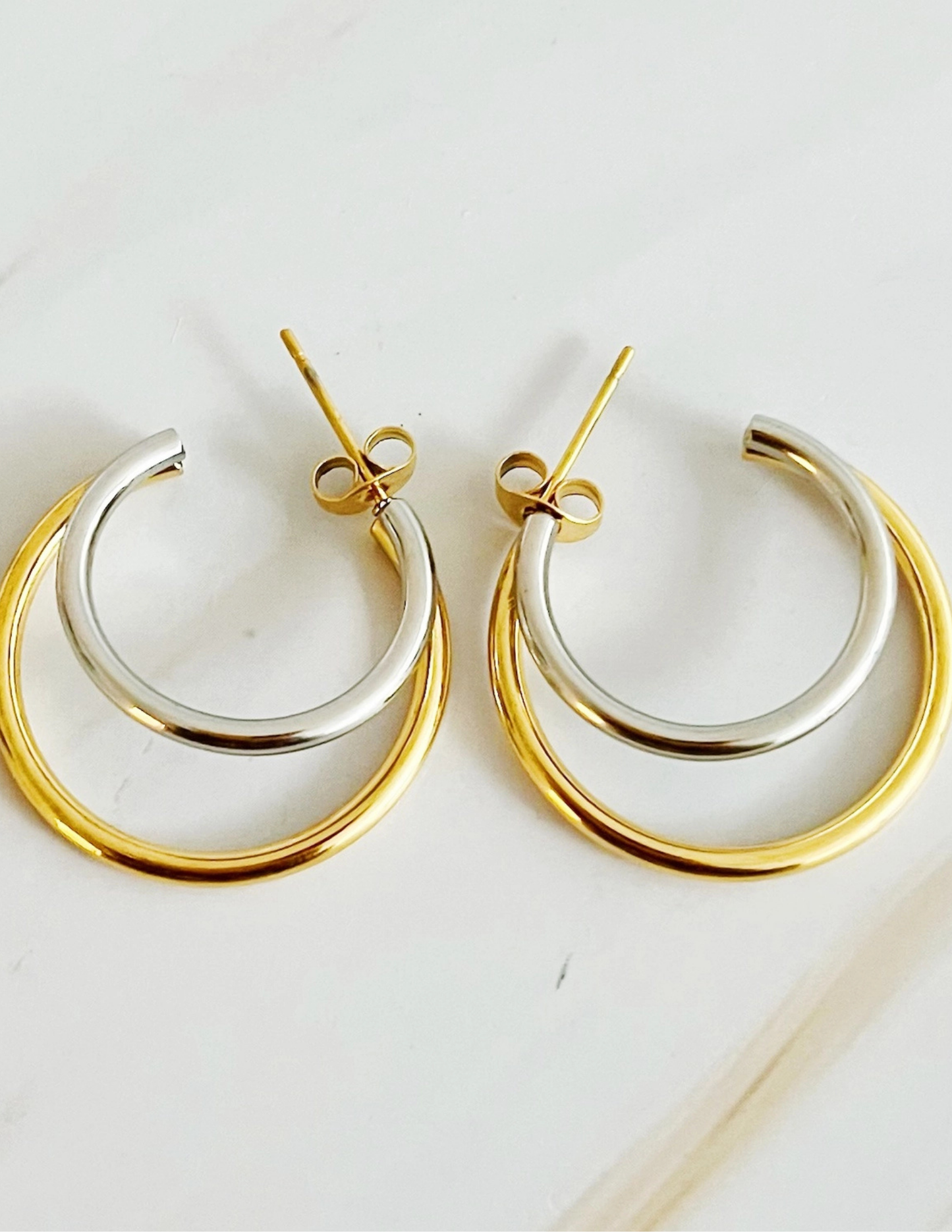 Uptown Two Tone Hoop Earrings