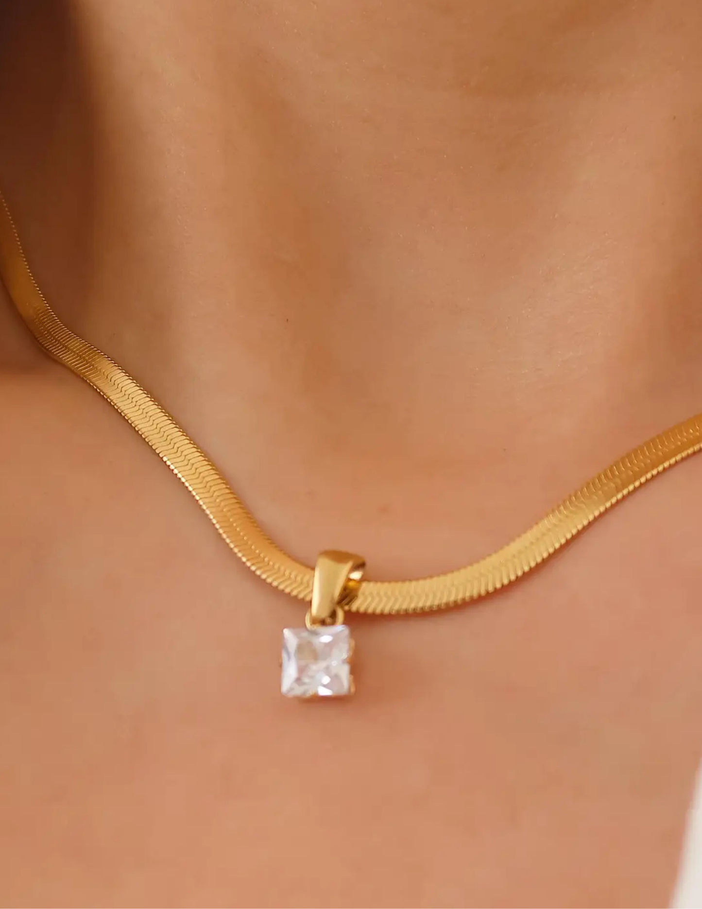 Blanc 18K Gold Non-Tarnish Cz Snake Chain Necklace - Tres Chic Boutique