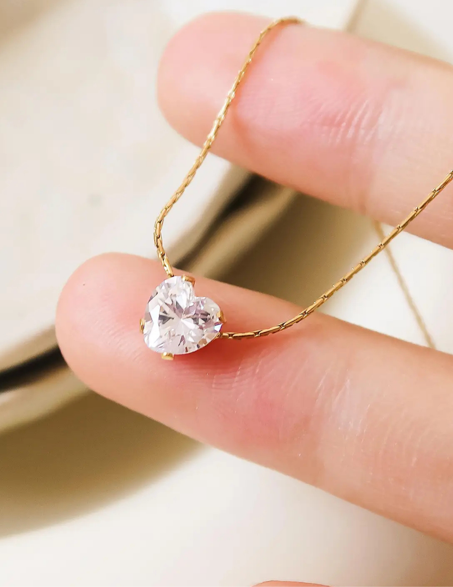 Bonnie 18K Non-Tarnish Petite Heart Cz Necklace - Tres Chic Boutique