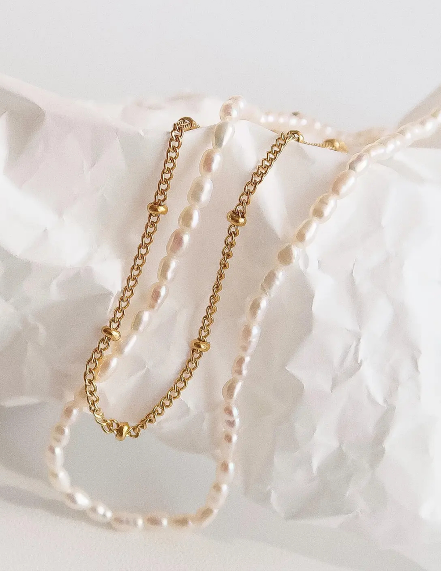 Camryn 18K Gold Non-Tarnish Layered Pearl Chain Necklace - Tres Chic Boutique