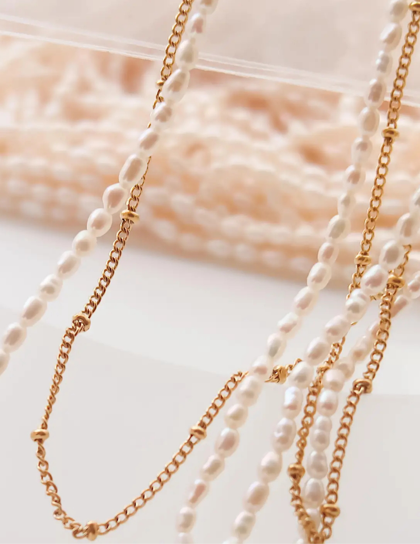 Camryn 18K Gold Non-Tarnish Layered Pearl Chain Necklace - Tres Chic Boutique