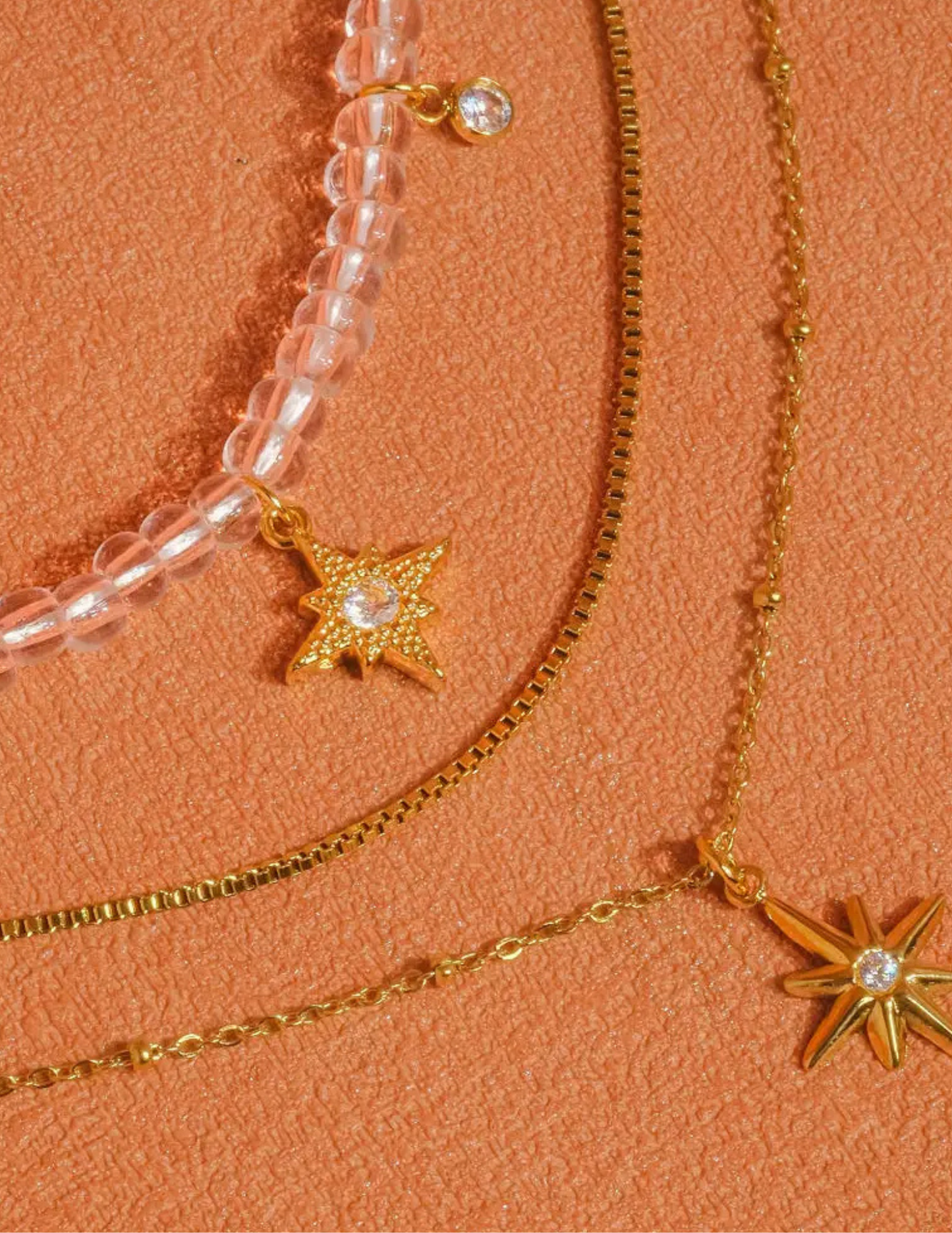 Jomar 18K Non-Tarnish Layered Star Beaded Necklace - Tres Chic Boutique