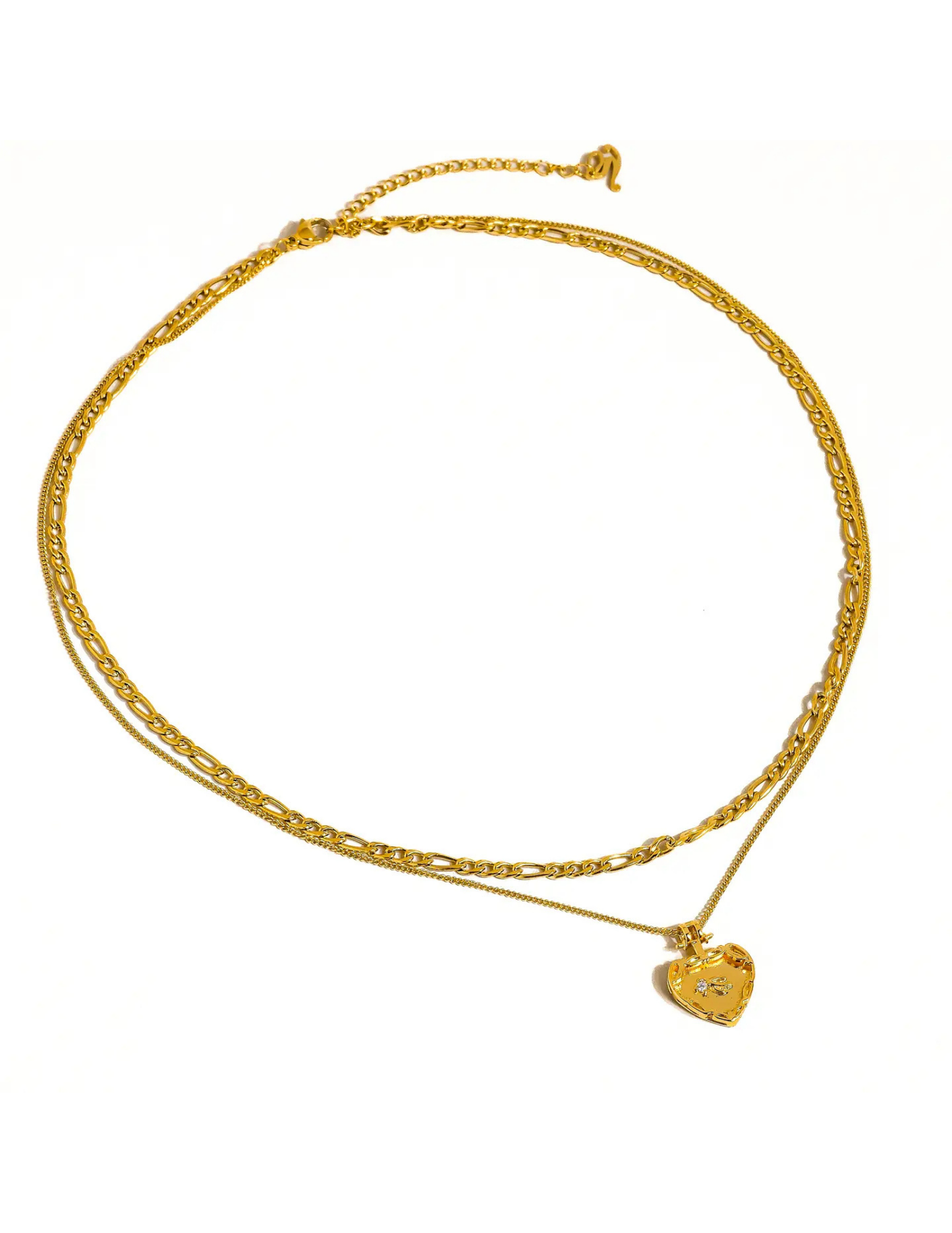 Landy 18K Non-Tarnish Layered Heart Chain Necklace - Tres Chic Boutique