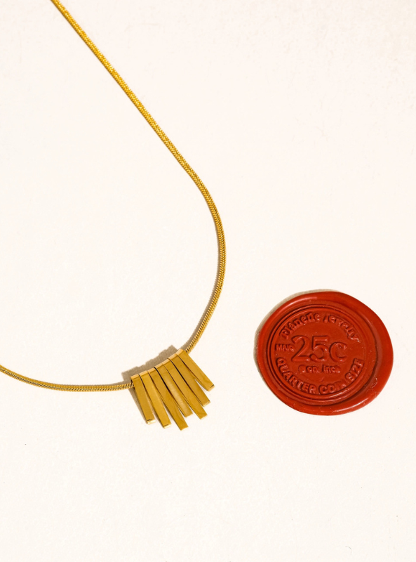 Lorraine 18K Gold Non-Tarnish Minimalist Bar Necklace