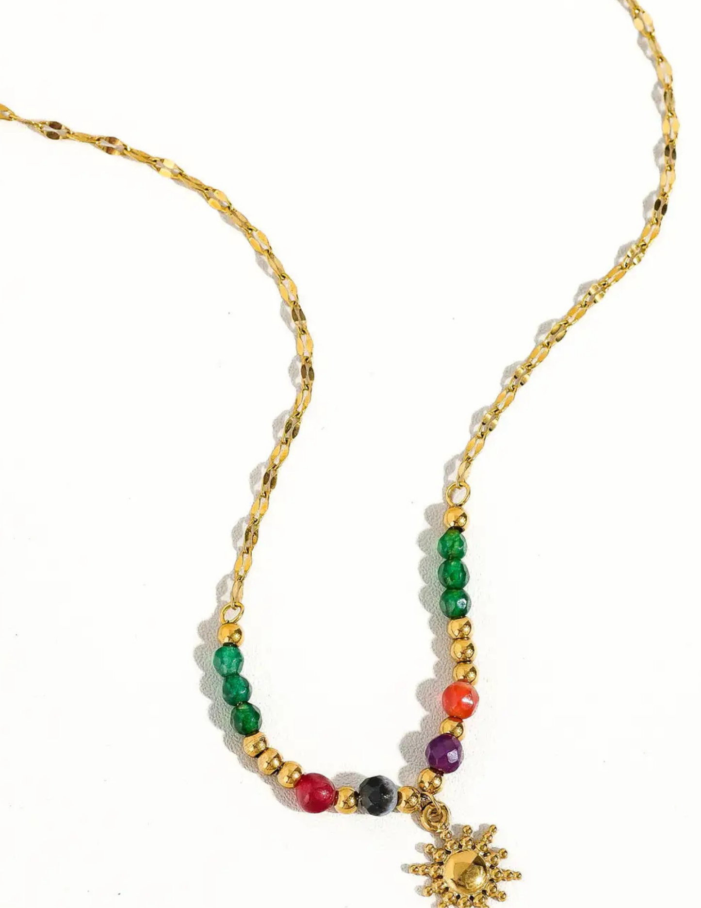 Olimpia 18K Gold Sun Necklace with Beads - Tres Chic Boutique