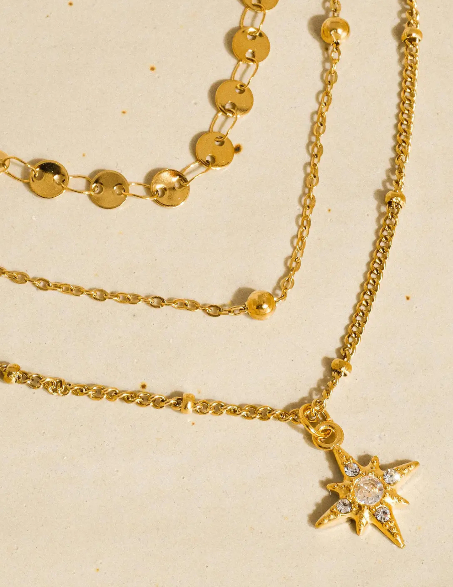 Pascal 18K Non-Tarnish Layered Cz Star Necklace - Tres Chic Boutique