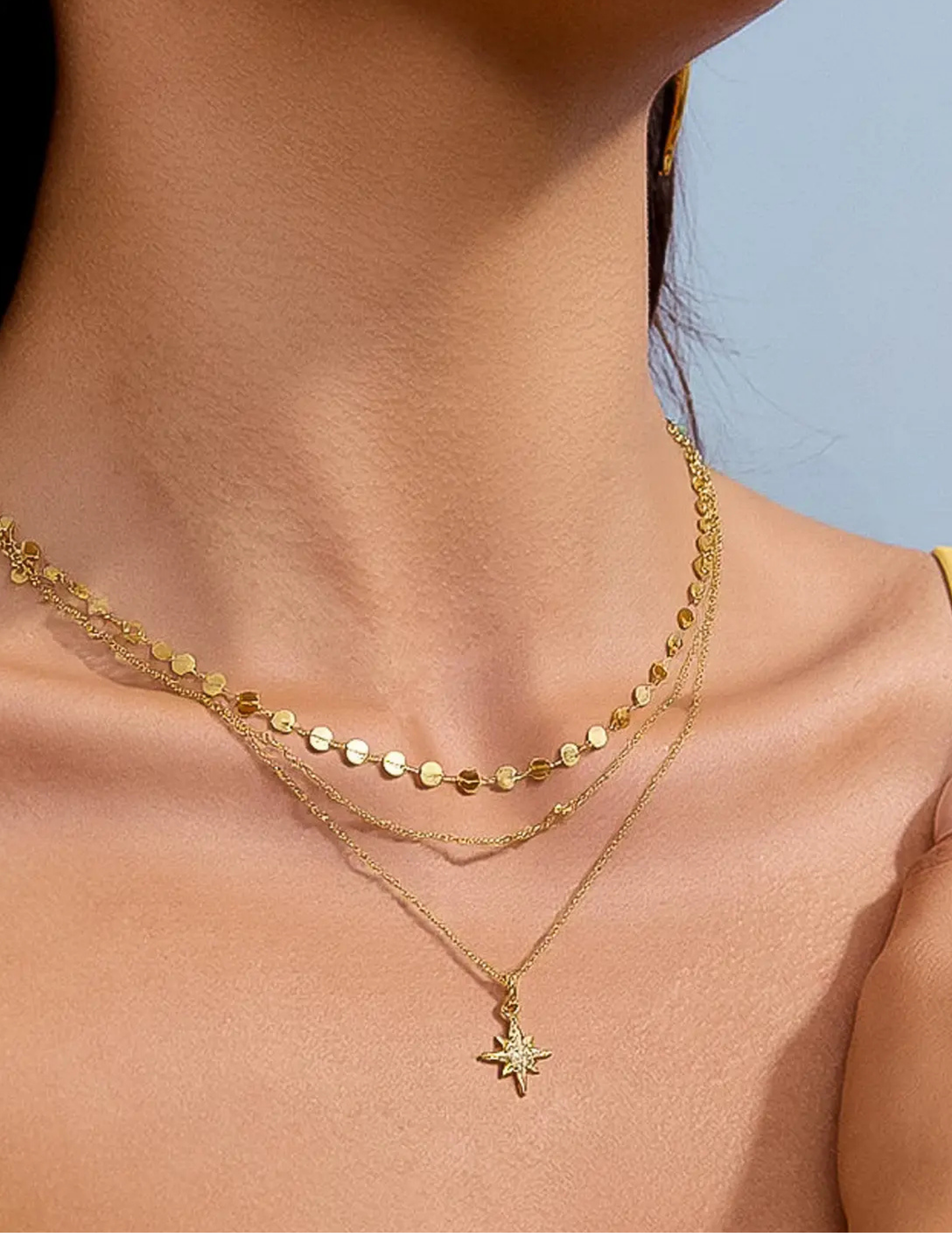 Pascal 18K Non-Tarnish Layered Cz Star Necklace - Tres Chic Boutique