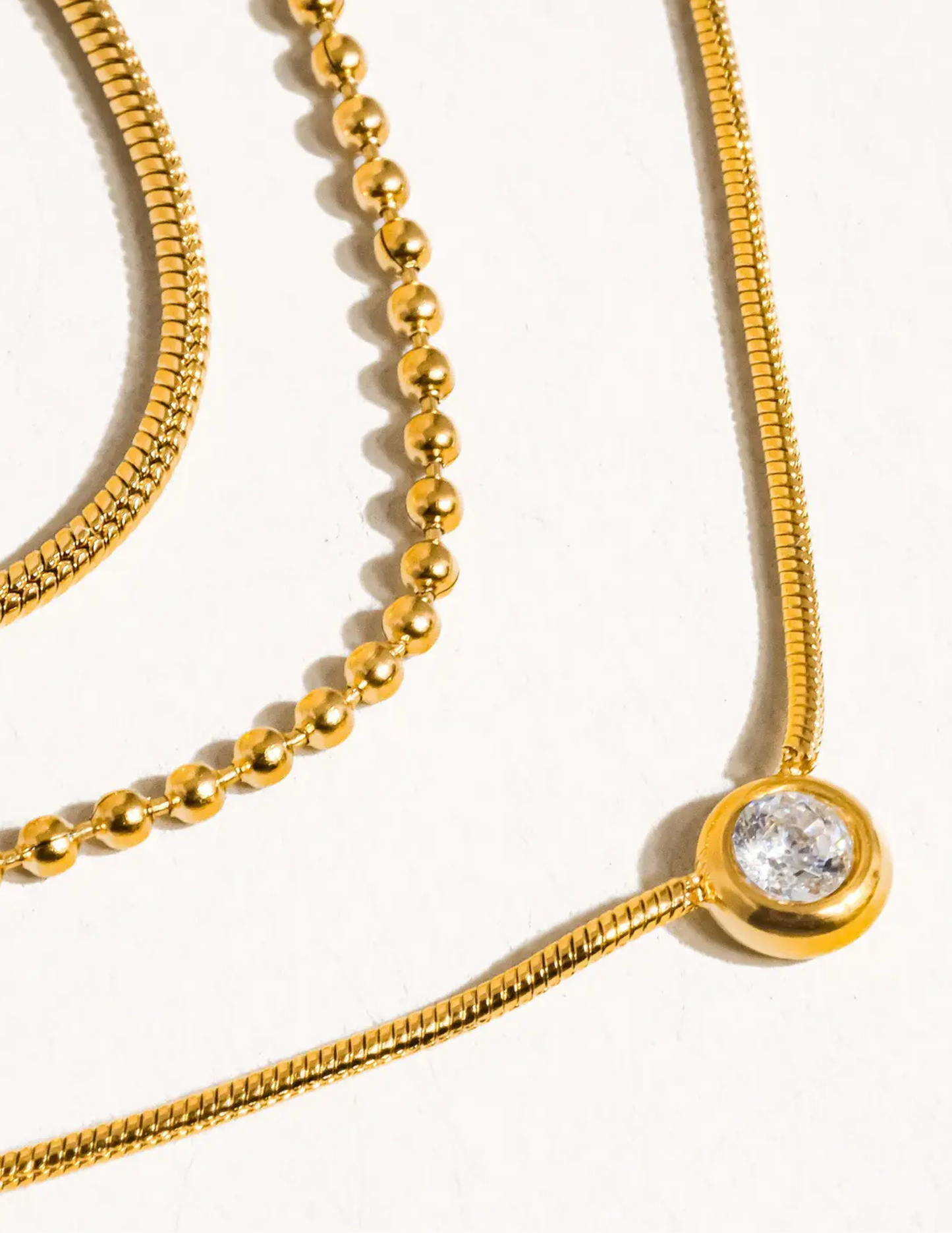 Paulette 18K Gold Non-Tarnish Trilayer Cz Chain Necklace - Tres Chic Boutique