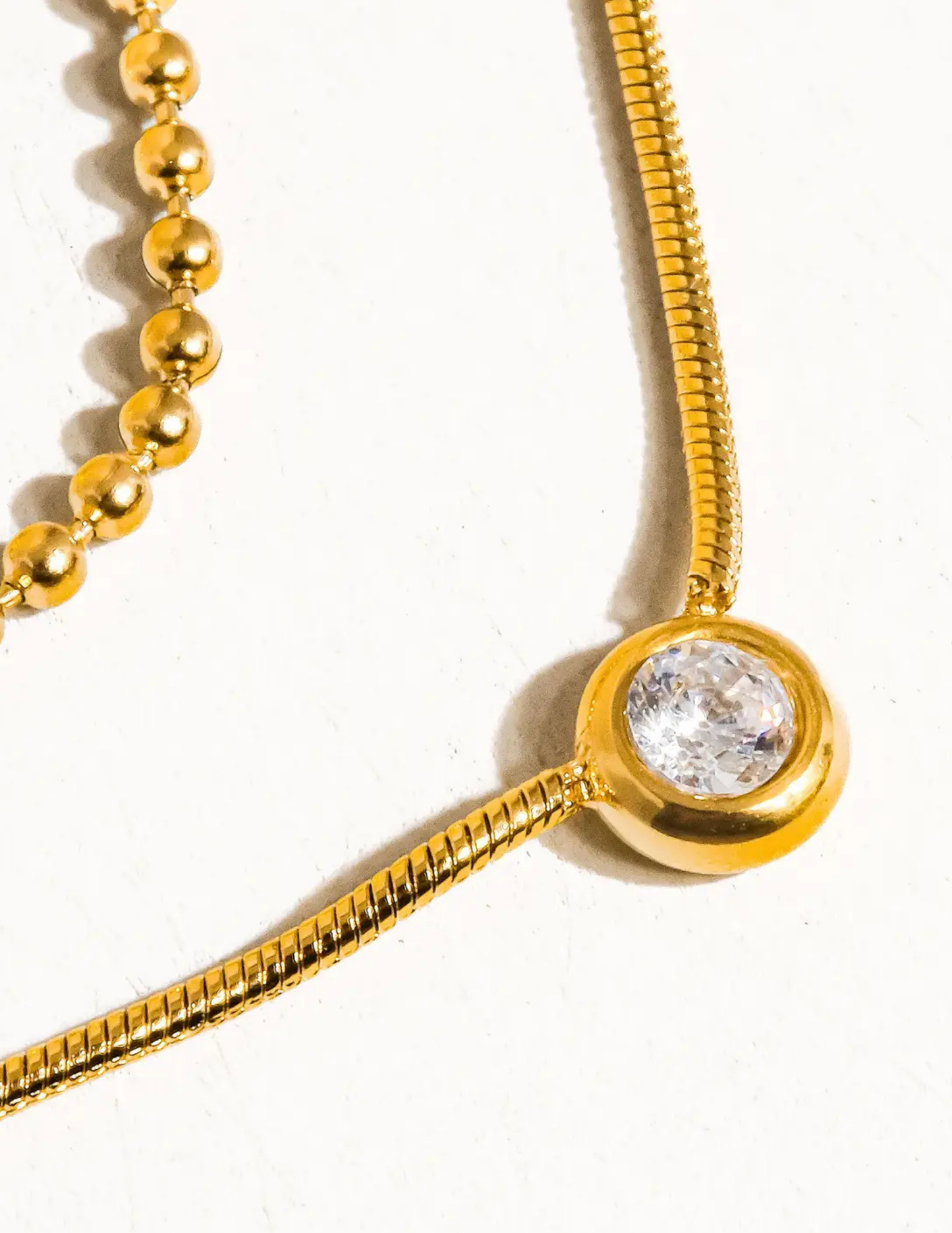 Paulette 18K Gold Non-Tarnish Trilayer Cz Chain Necklace - Tres Chic Boutique
