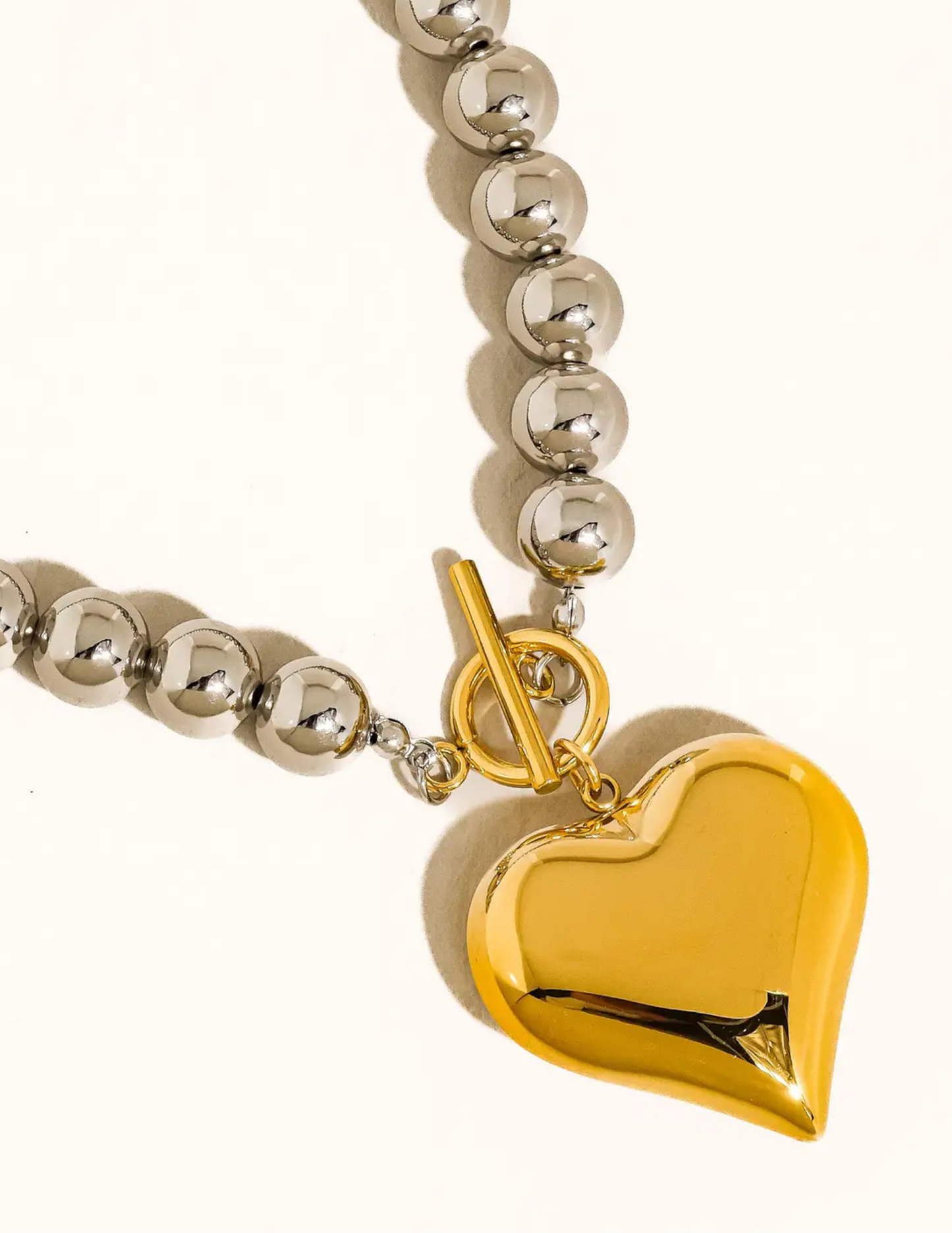 Raissa 18K Gold Non-Tarnish Two Tone Heart Necklace - Tres Chic Boutique