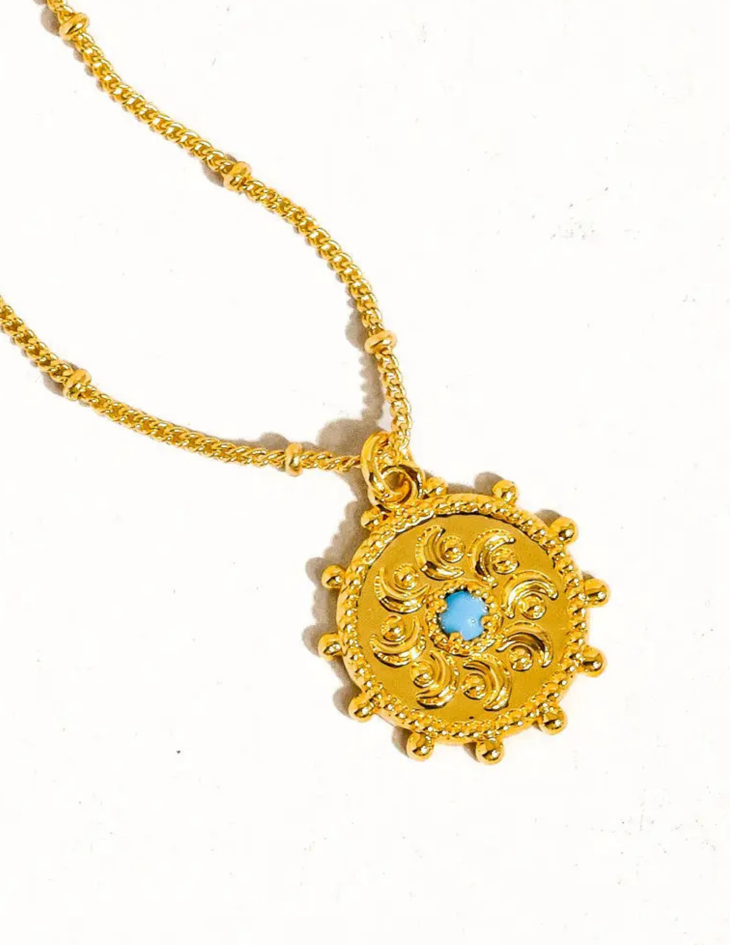 Stassie 18K Gold Turquoise Stone Sun Necklace - Tres Chic Boutique
