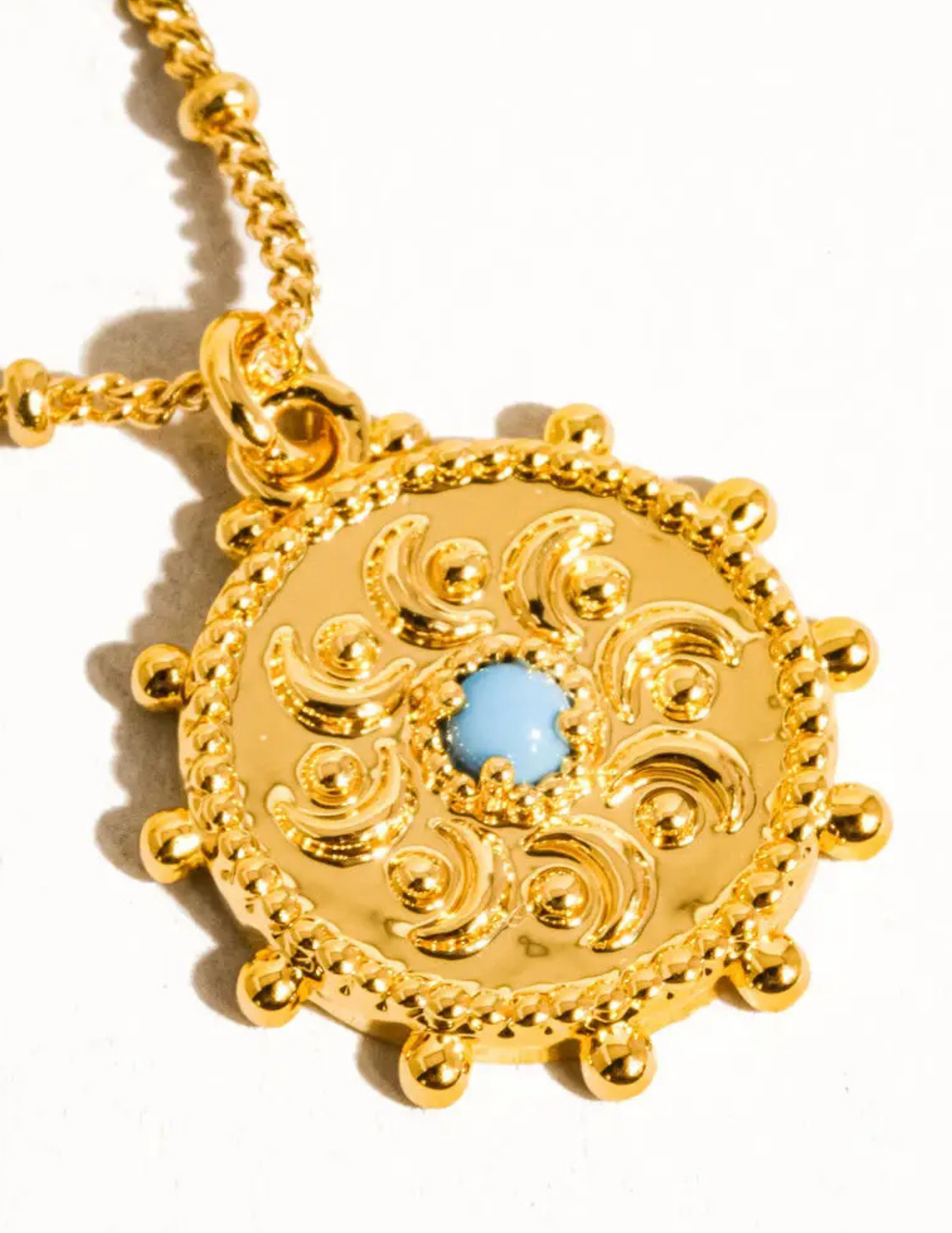 Stassie 18K Gold Turquoise Stone Sun Necklace - Tres Chic Boutique