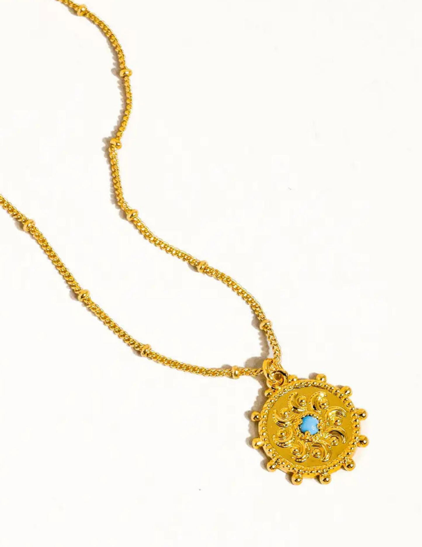Stassie 18K Gold Turquoise Stone Sun Necklace - Tres Chic Boutique