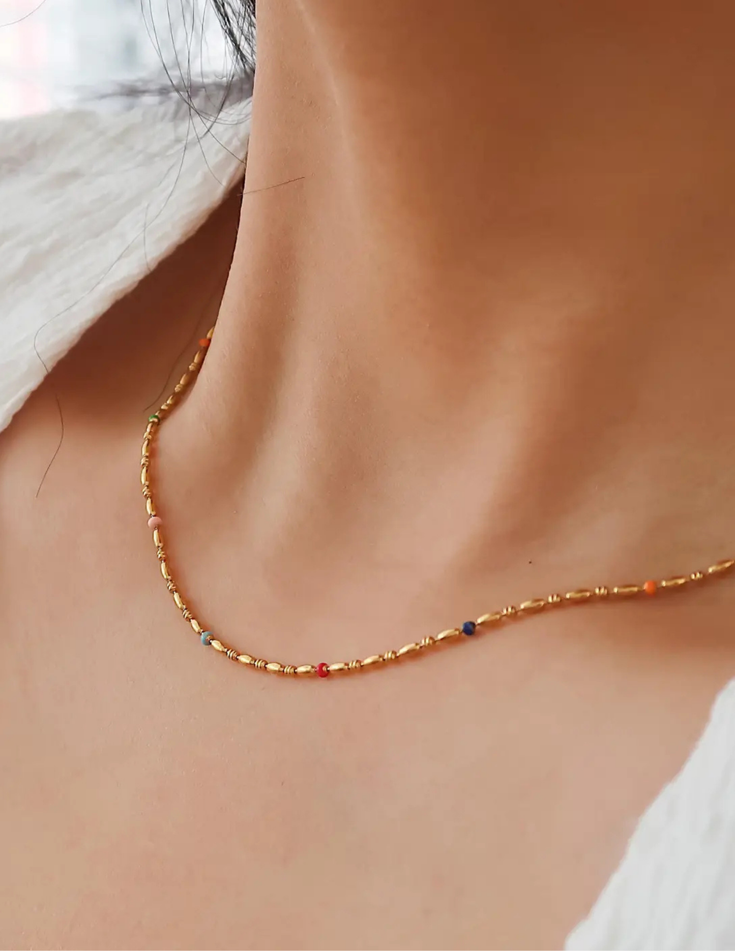 Tave 18K Gold Non-Tarnish Petite Beaded Necklace - Tres Chic Boutique