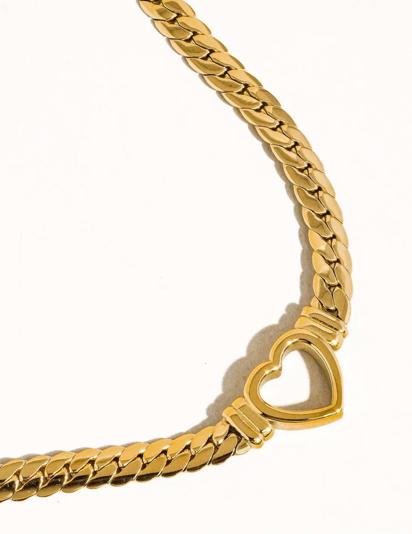 Tessa 14K Non-Tarnish Heart Snake Chain Necklace - Tres Chic Boutique