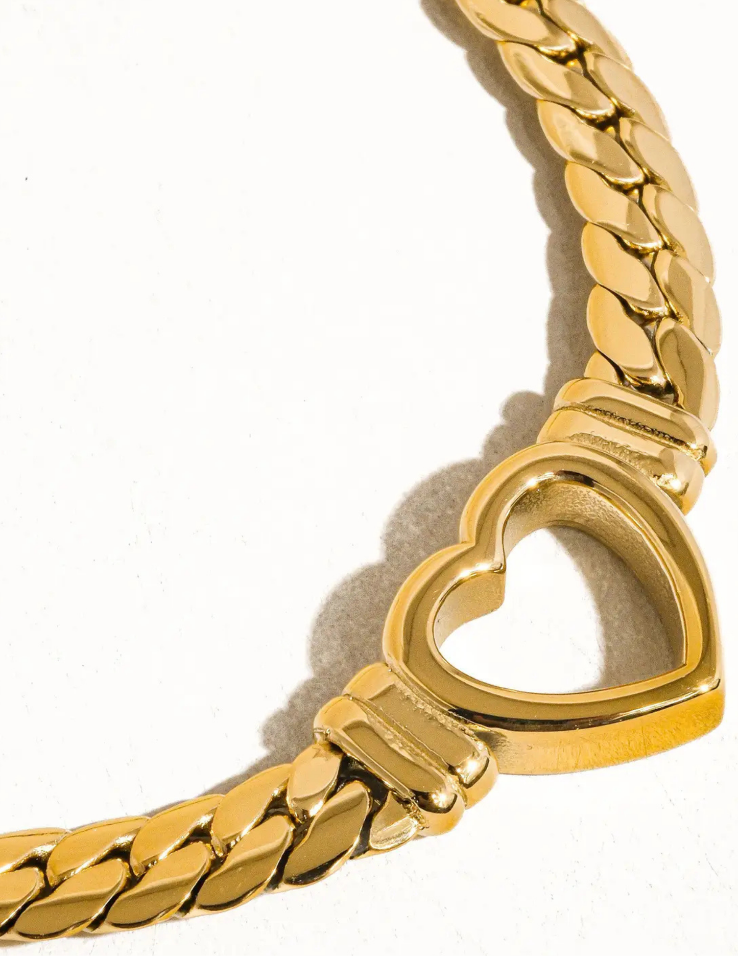 Tessa 14K Non-Tarnish Heart Snake Chain Necklace - Tres Chic Boutique