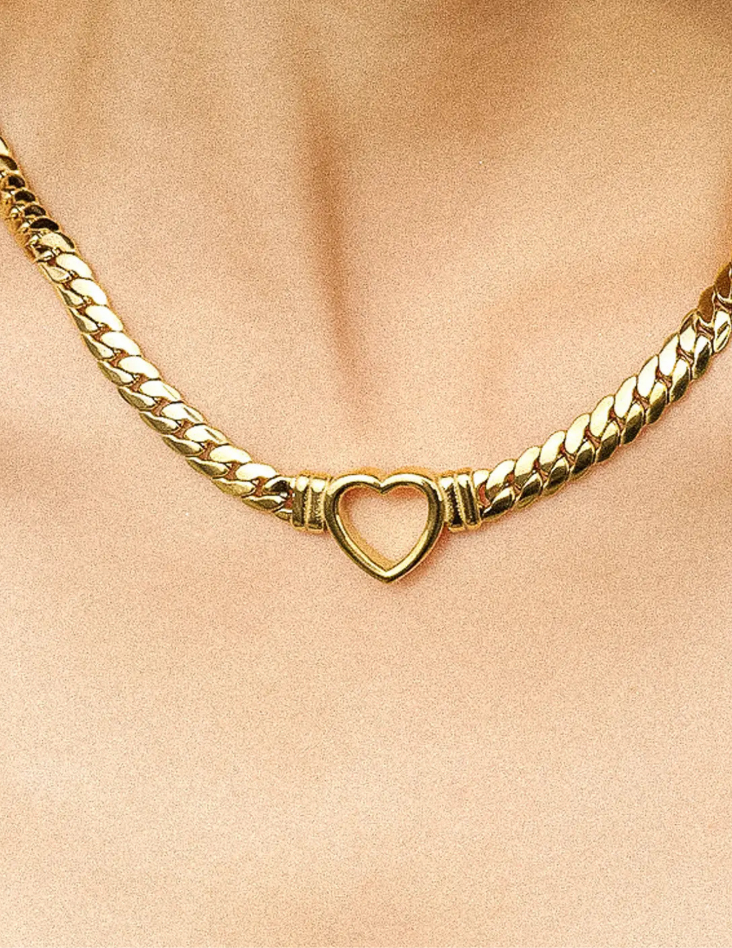 Tessa 14K Non-Tarnish Heart Snake Chain Necklace - Tres Chic Boutique
