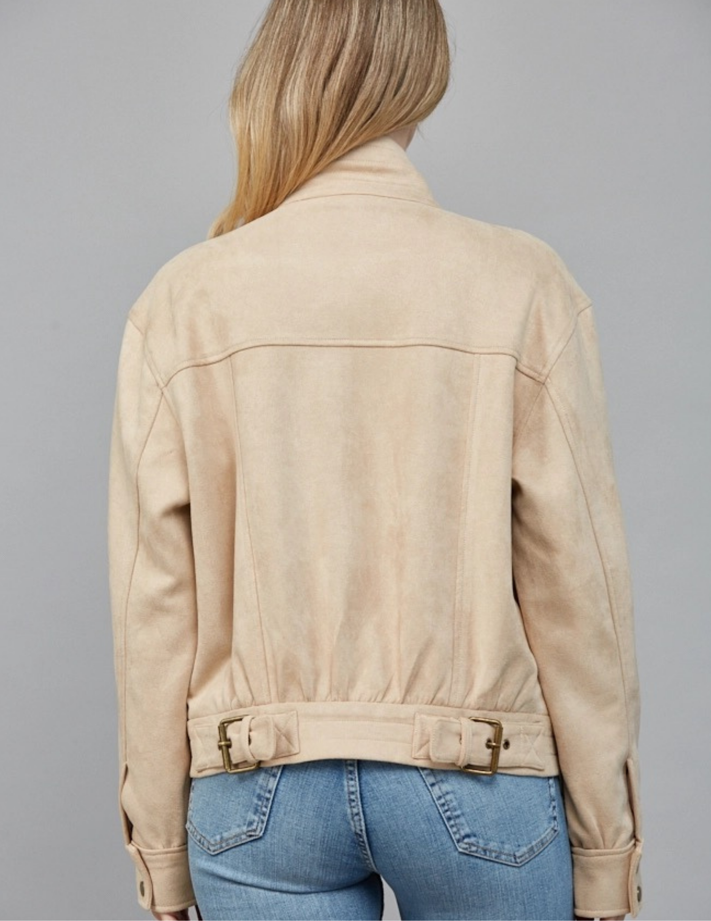 Faux Suede Jacket- Beige