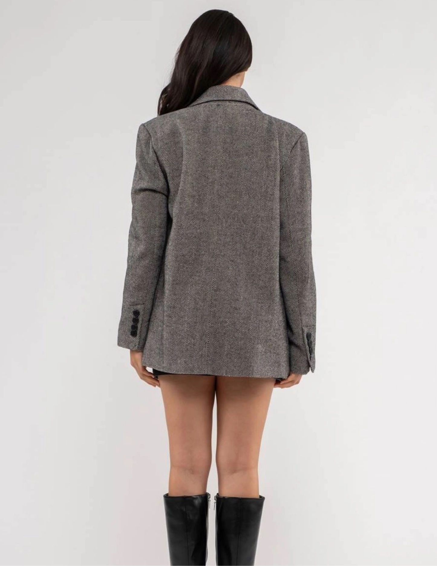 Notch Collar Long Line Blazer