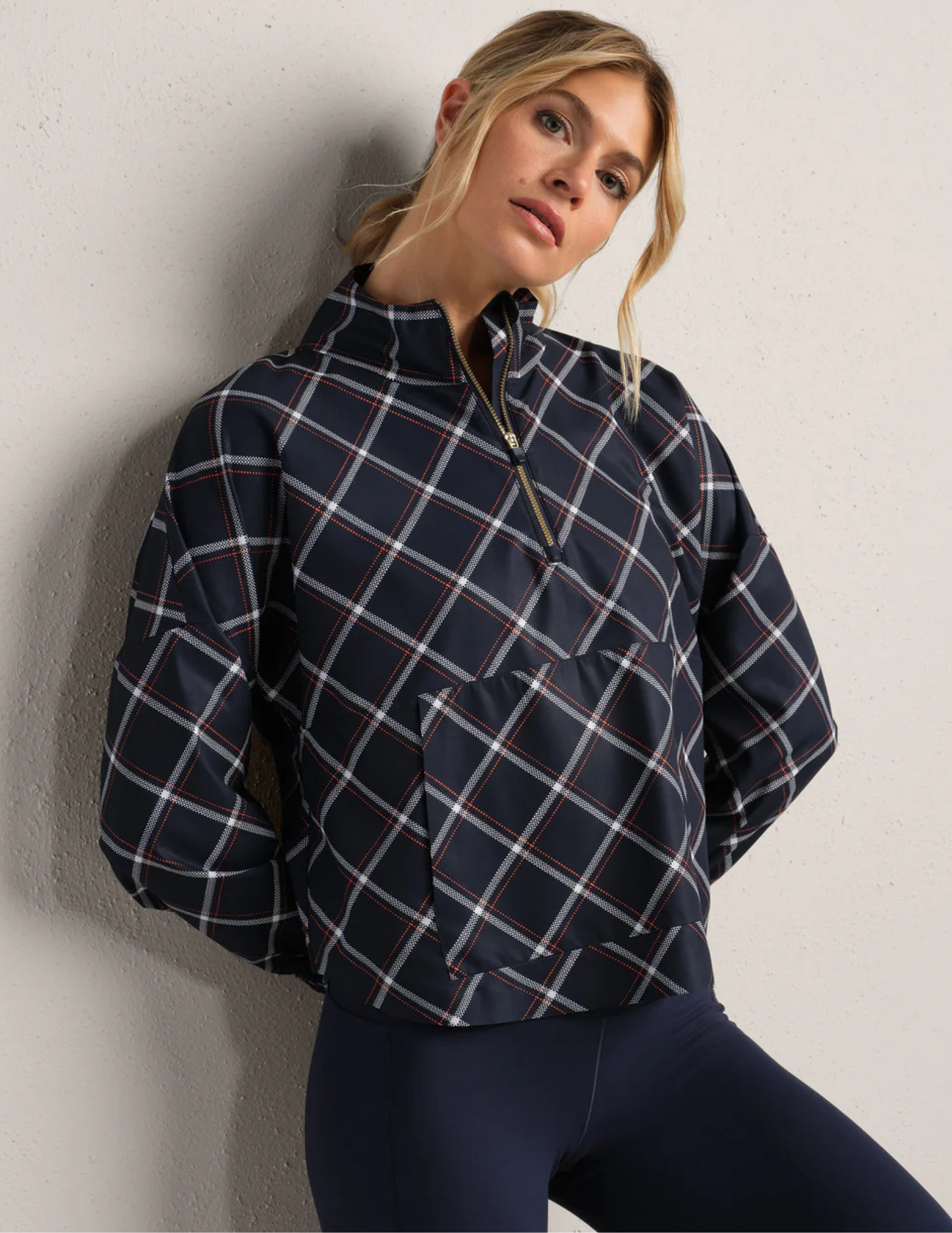 Rhone Apparel- Mirage Anorak- Navy Blue Windowpane - Tres Chic Boutique