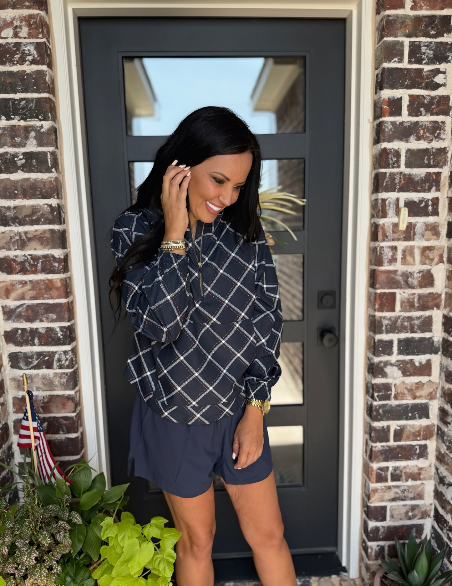 Rhone Apparel- Mirage Anorak- Navy Blue Windowpane - Tres Chic Boutique