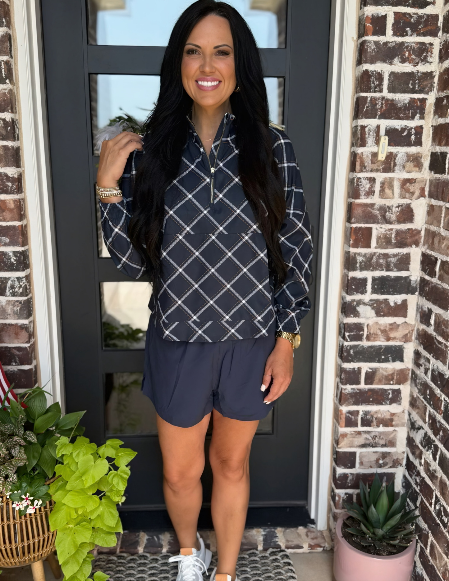 Rhone Apparel- Mirage Anorak- Navy Blue Windowpane - Tres Chic Boutique