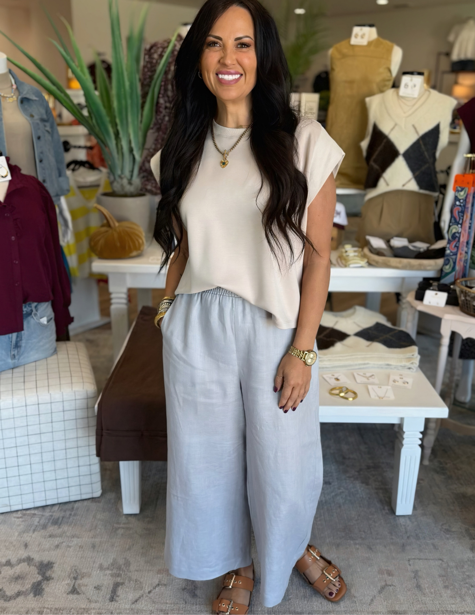 Chambray Pants- Light Wash - Tres Chic Boutique
