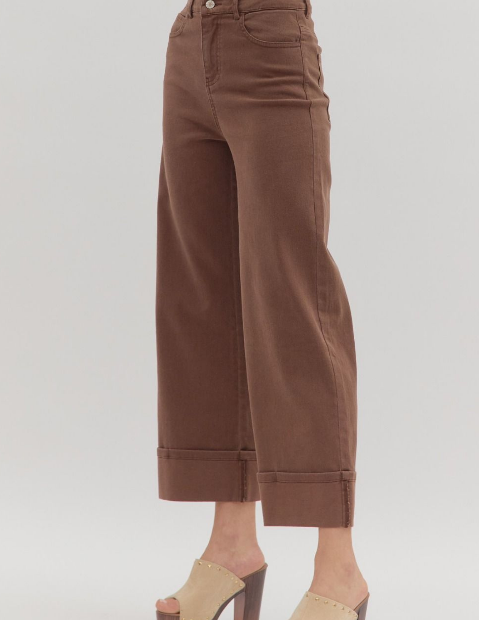 Chocolate Mid Rise Ankle Pant - Tres Chic Boutique