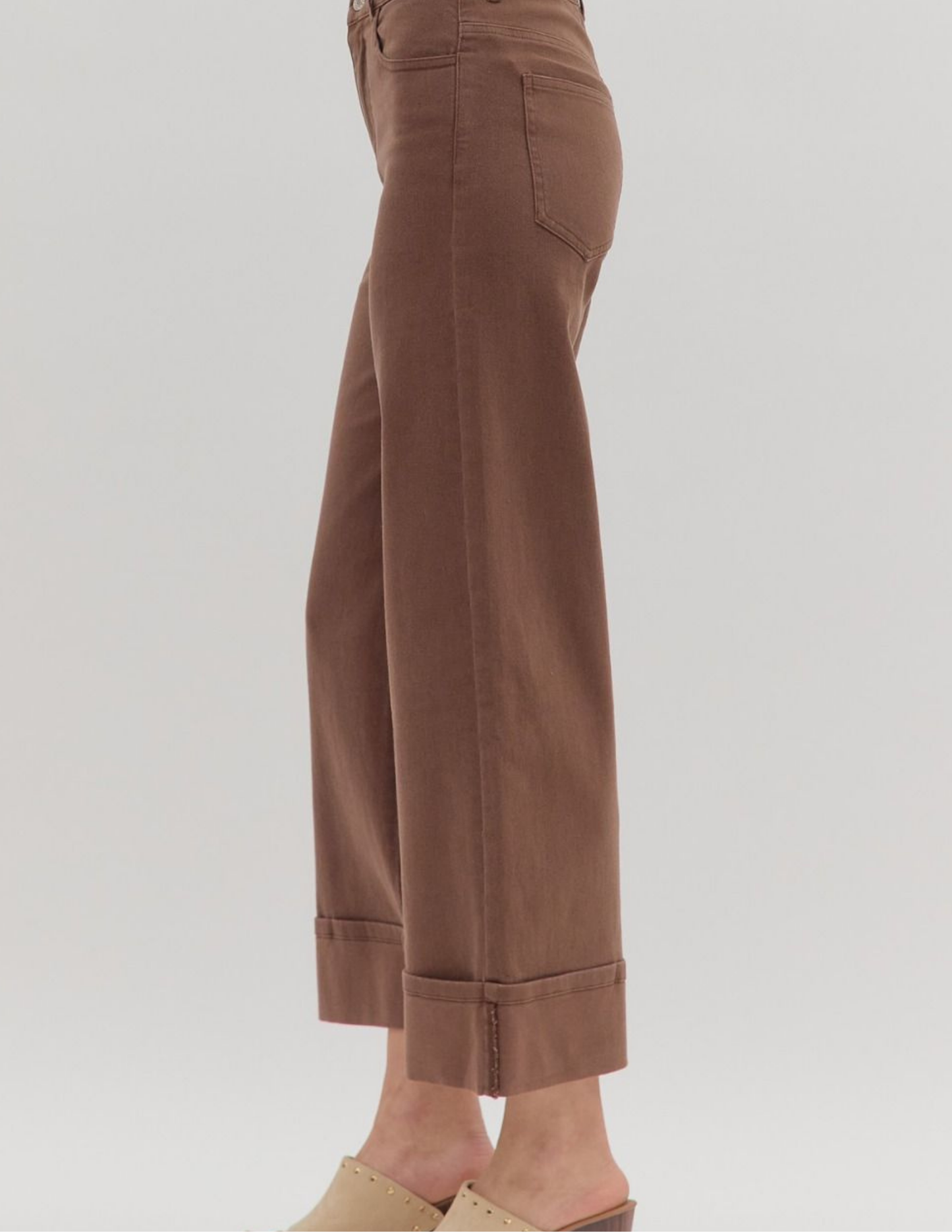 Chocolate Mid Rise Ankle Pant - Tres Chic Boutique