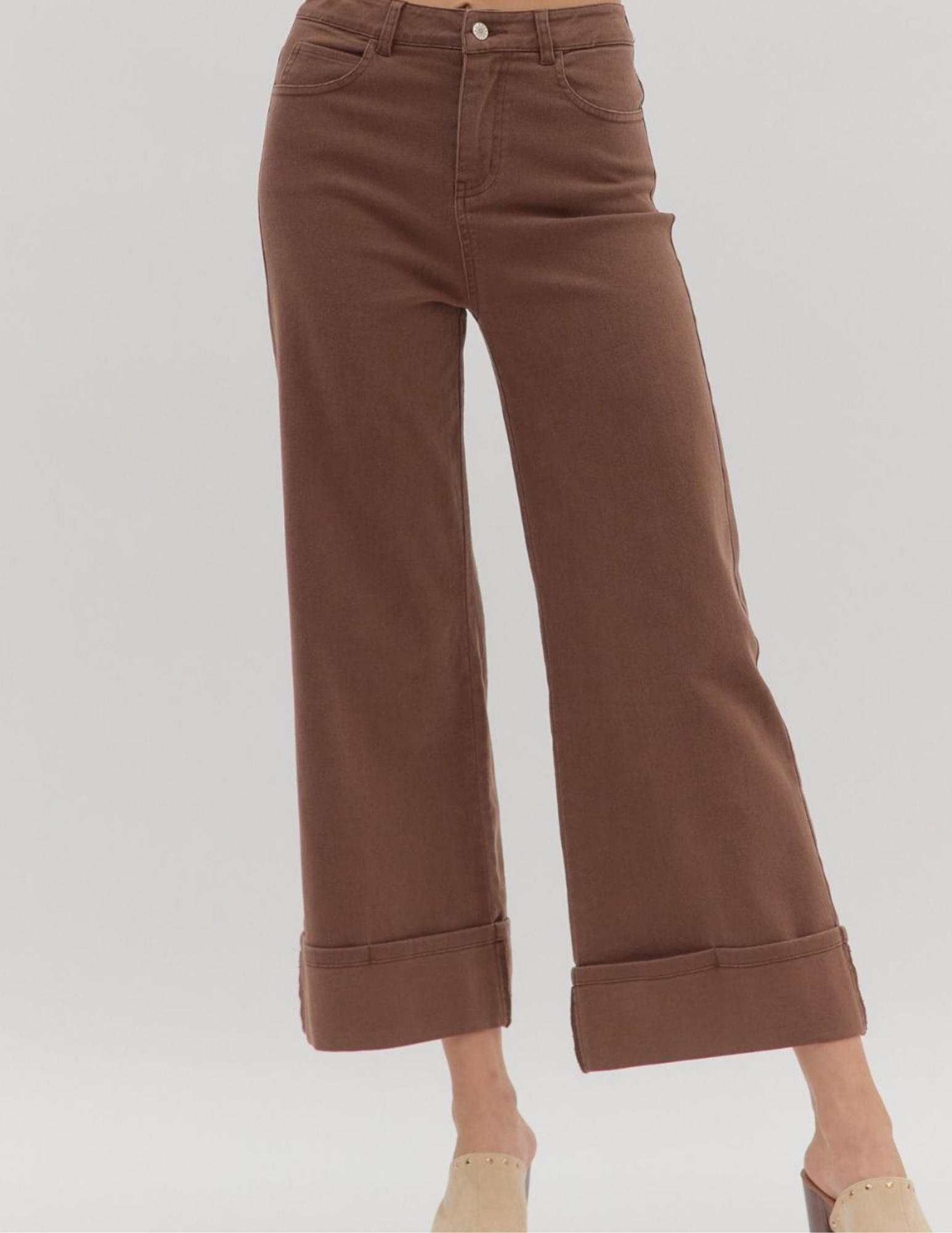 Chocolate Mid Rise Ankle Pant - Tres Chic Boutique