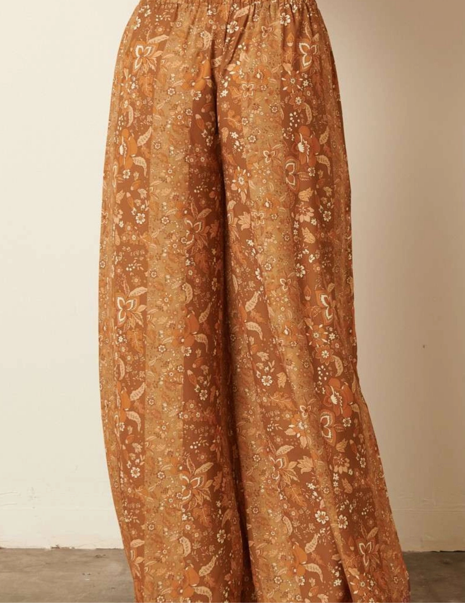 Flower Print Satin Wide Leg Pants - Tres Chic Boutique