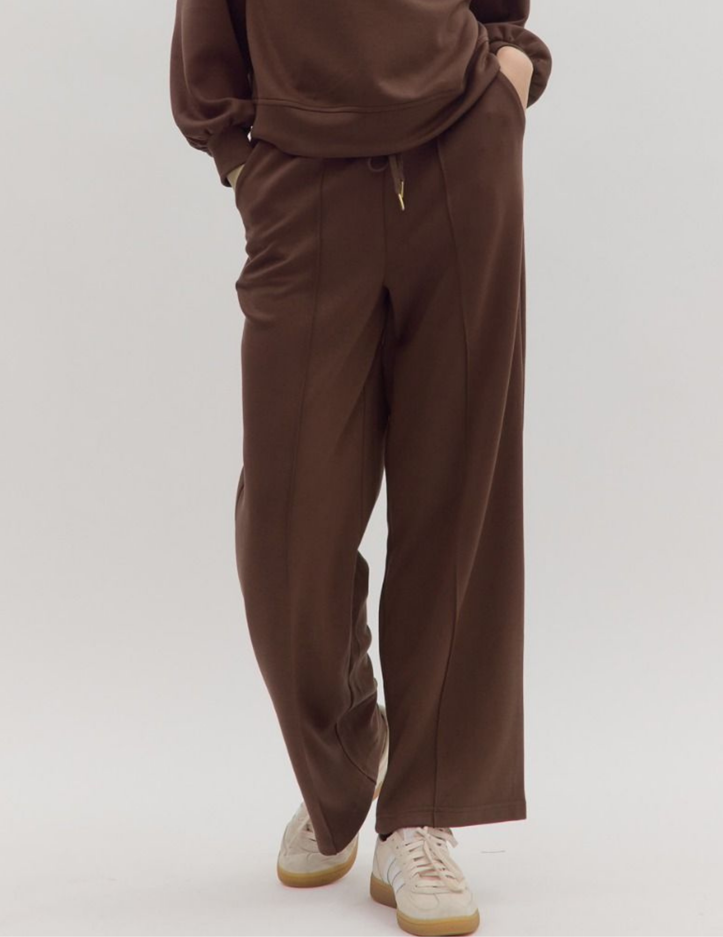 Knit Draw String Pant- Espresso