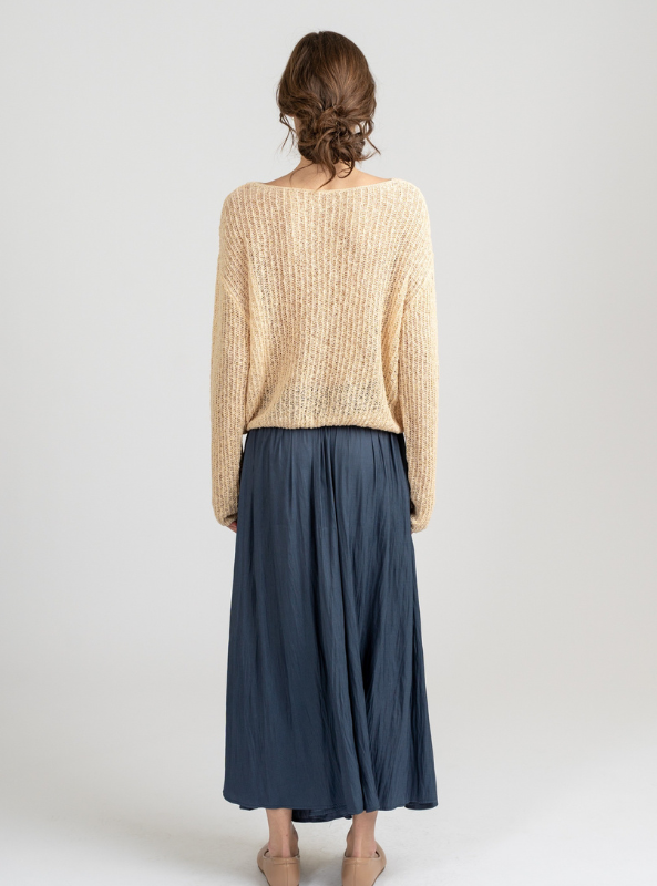 Navy Lightweight Wide Leg Palazzo Pants - Tres Chic Boutique