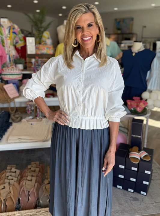 Navy Lightweight Wide Leg Palazzo Pants - Tres Chic Boutique