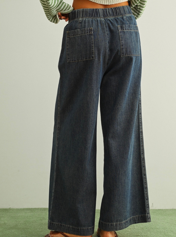 Straight Wide Leg Pants- Denim