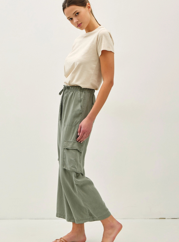 Tencel High Rise Cargo Pants - Tres Chic Boutique
