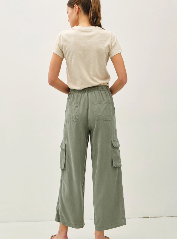 Tencel High Rise Cargo Pants - Tres Chic Boutique