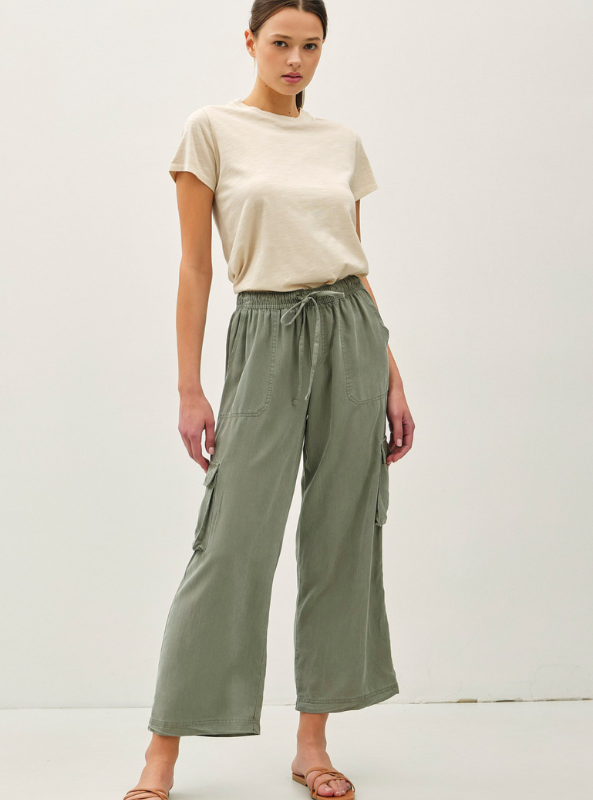 Tencel High Rise Cargo Pants - Tres Chic Boutique